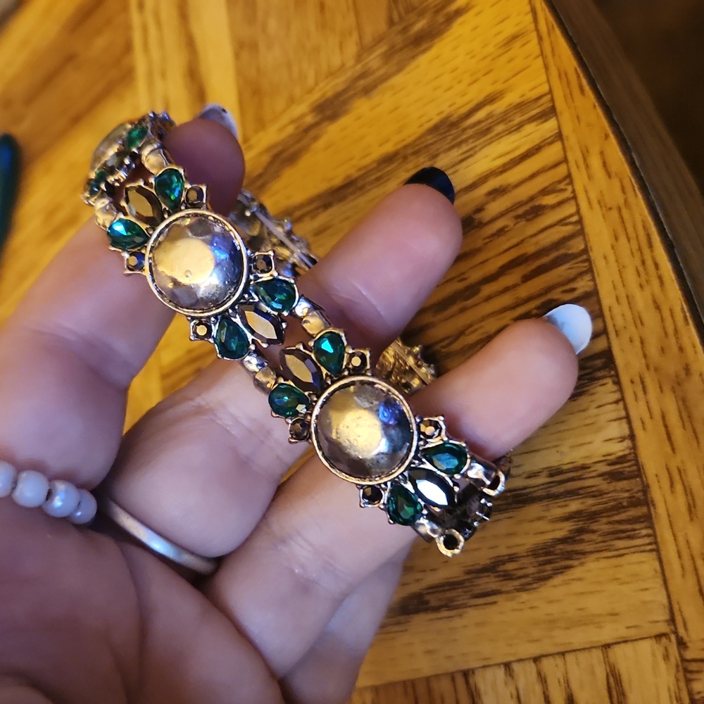 Green and silver bracelet